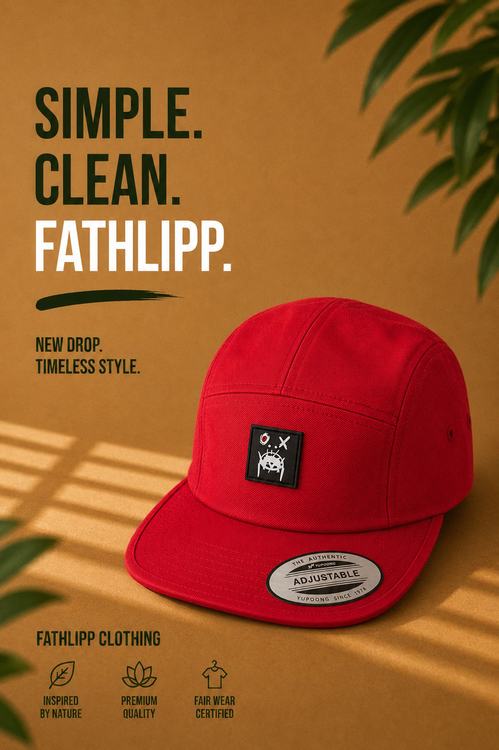 FATHLIPP 5-Panel Cap – Red Logo Edition