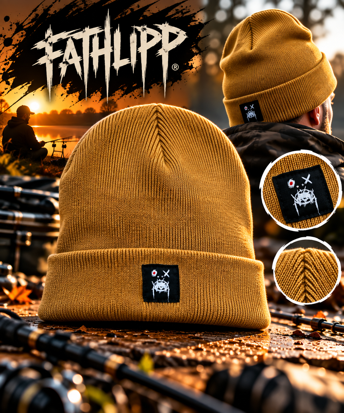 FATHLIPP Beanie Black Patch