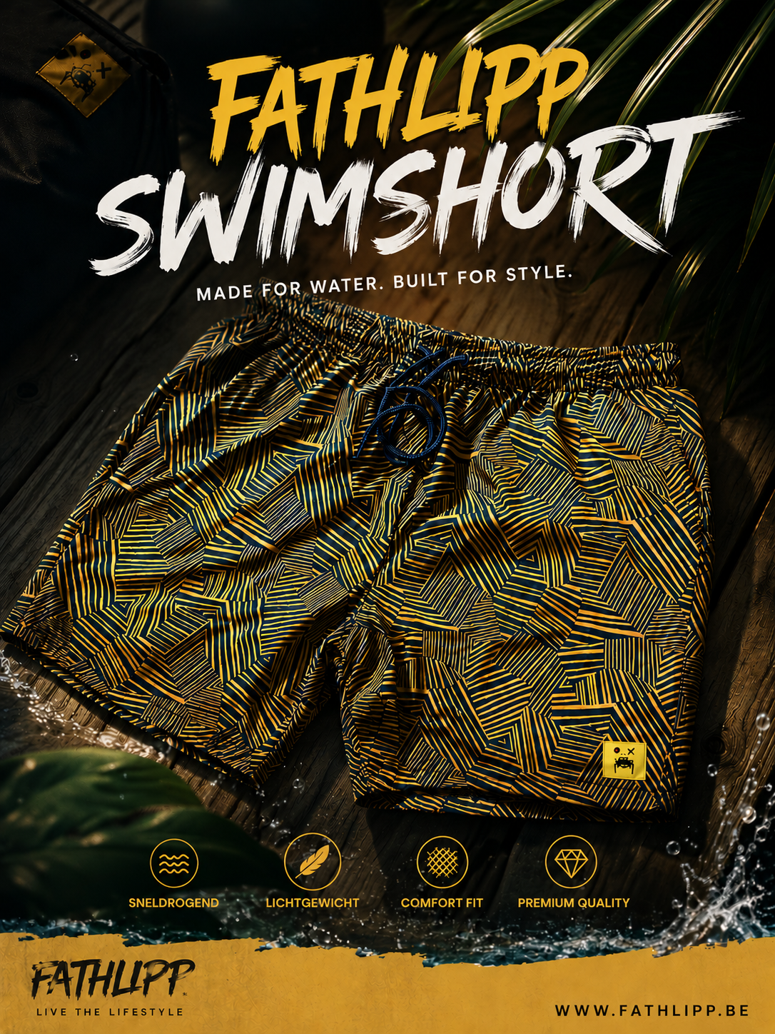 FATHLIPP Swim Short Navy-Mustard