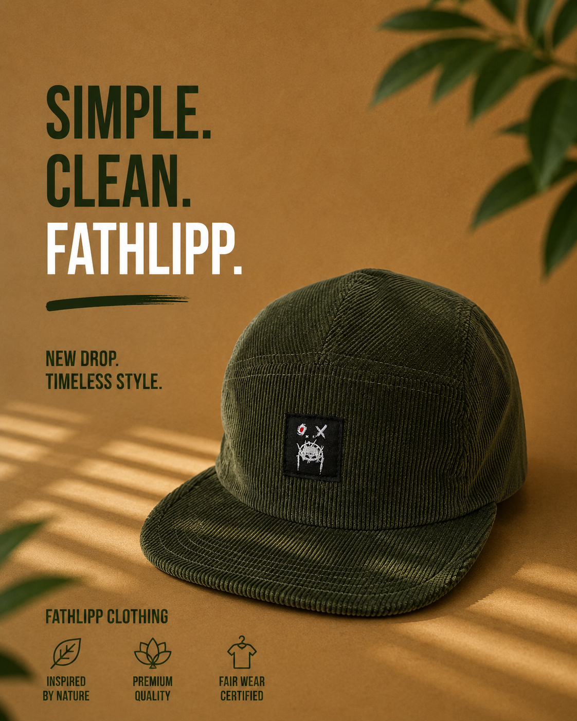 FATHLIPP Logo Corduroy Cap – Forest Green