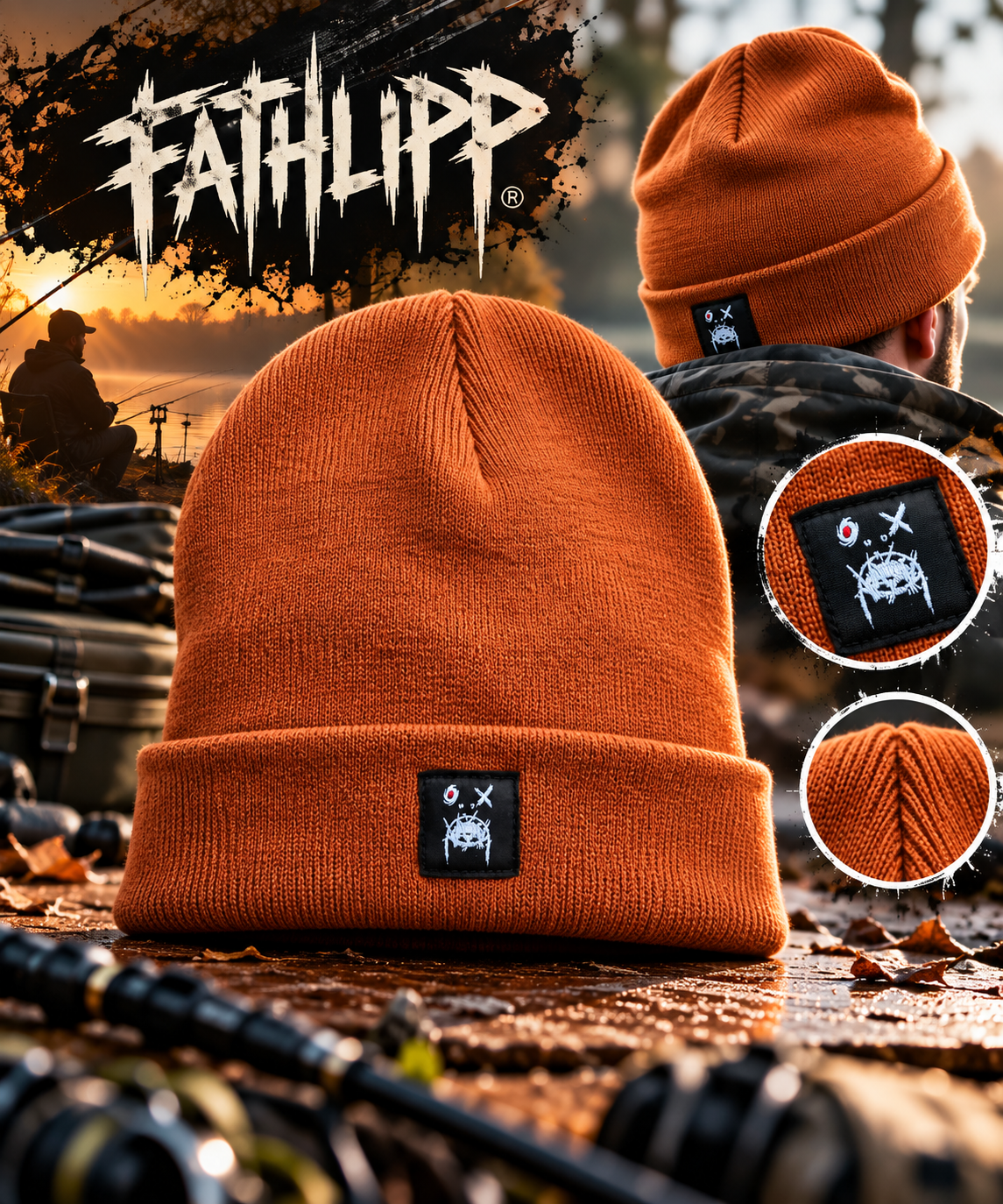 FATHLIPP Beanie Black Patch