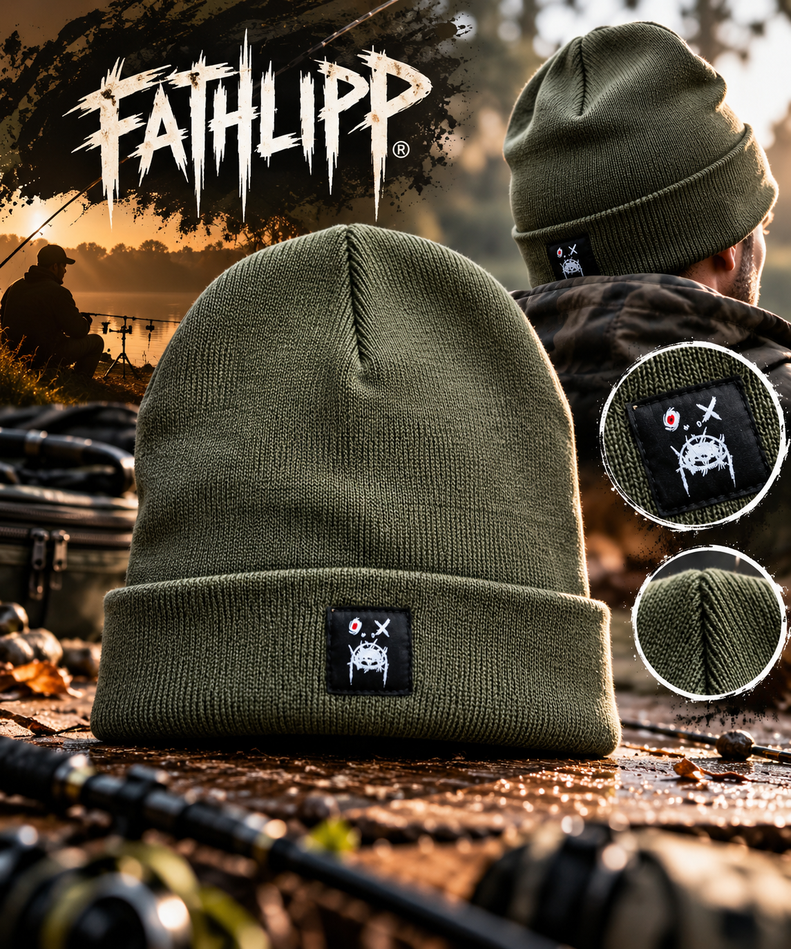 FATHLIPP Beanie Black Patch