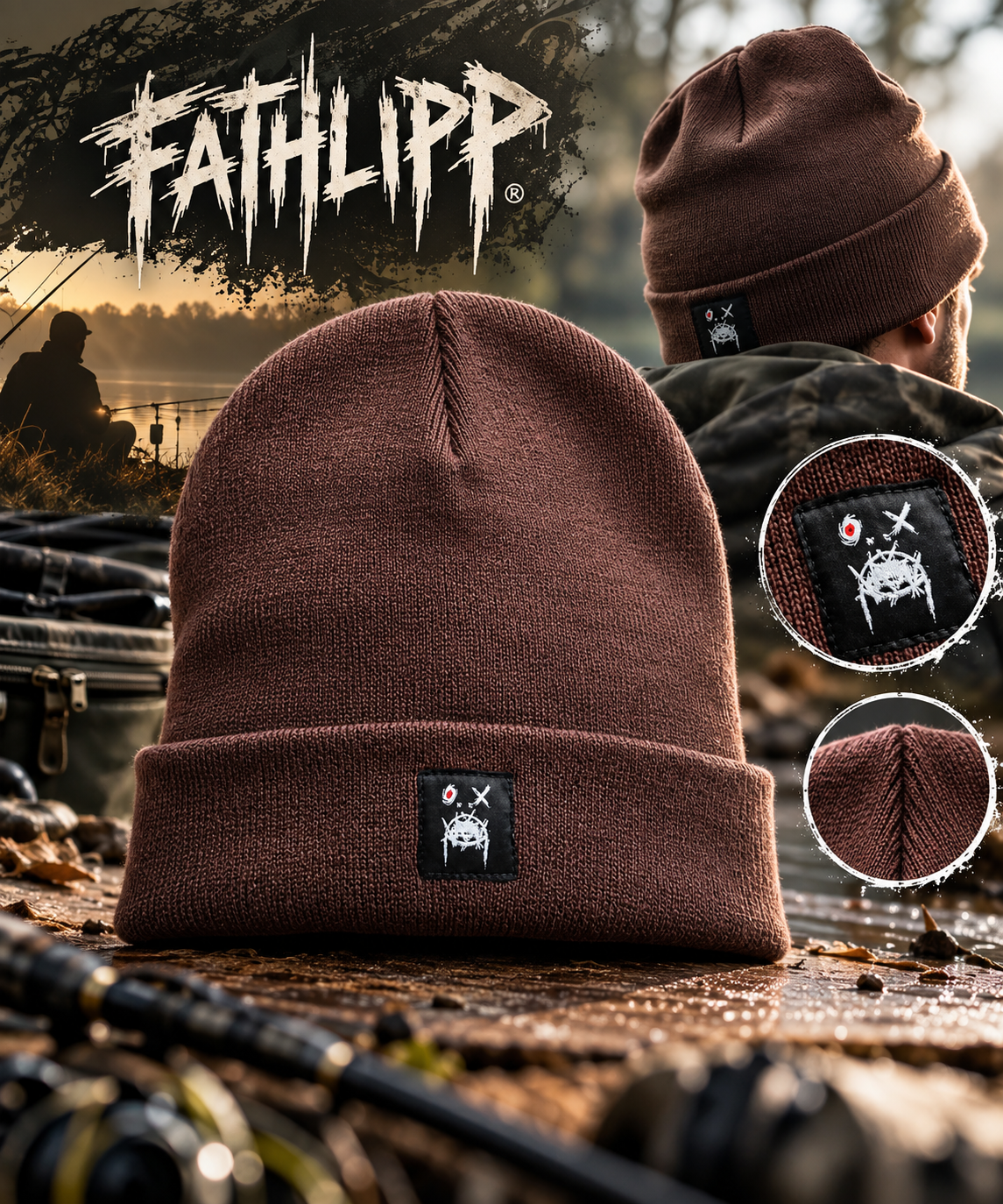 FATHLIPP Beanie Black Patch