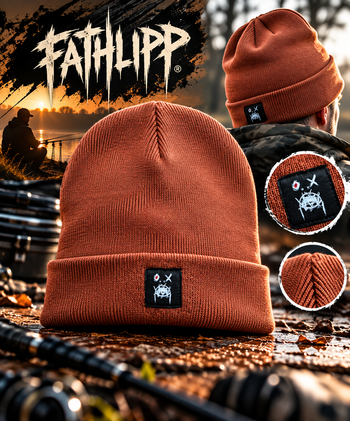 FATHLIPP Beanie Black Patch