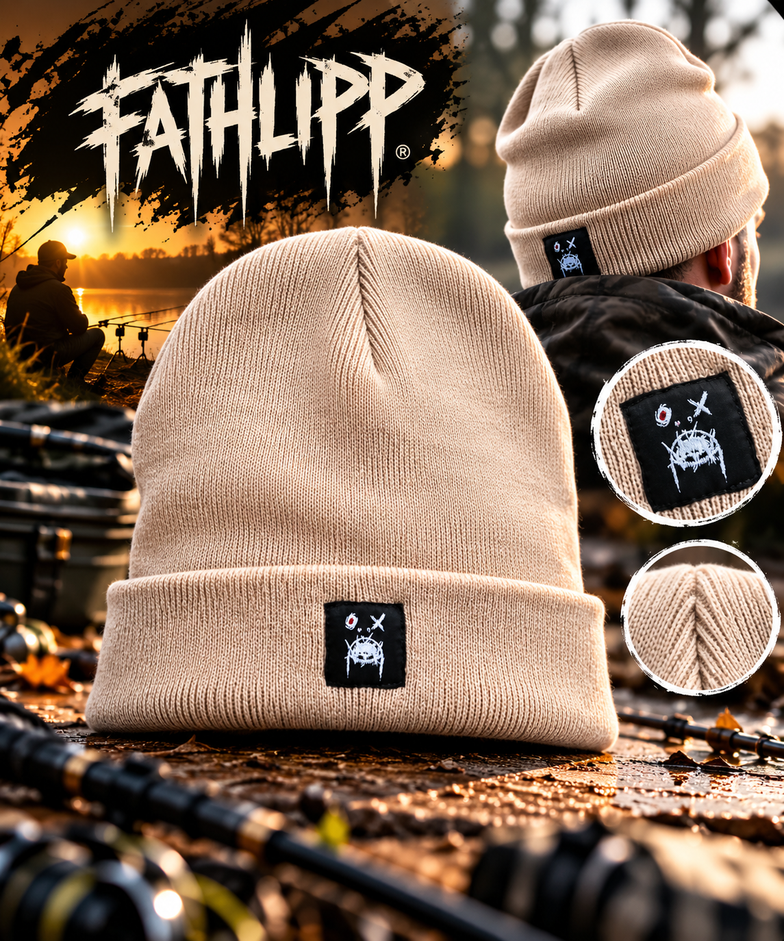 FATHLIPP Beanie Black Patch