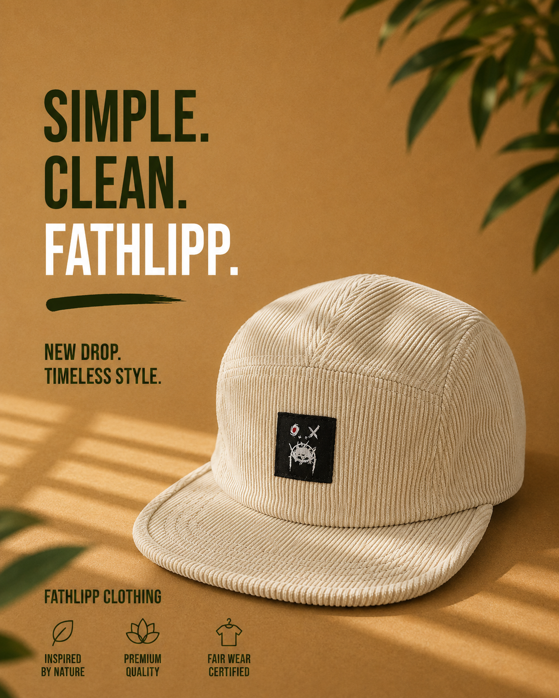 FATHLIPP Logo Corduroy Cap - Stone