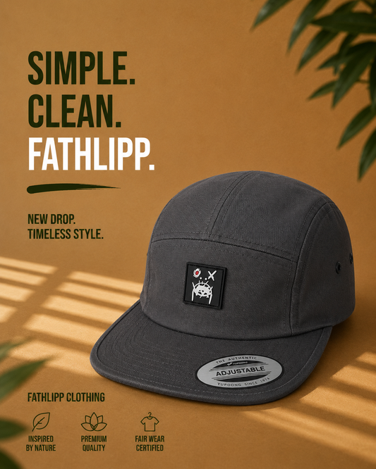 FATHLIPP 5-Panel Cap – Dark Grey Logo Edition