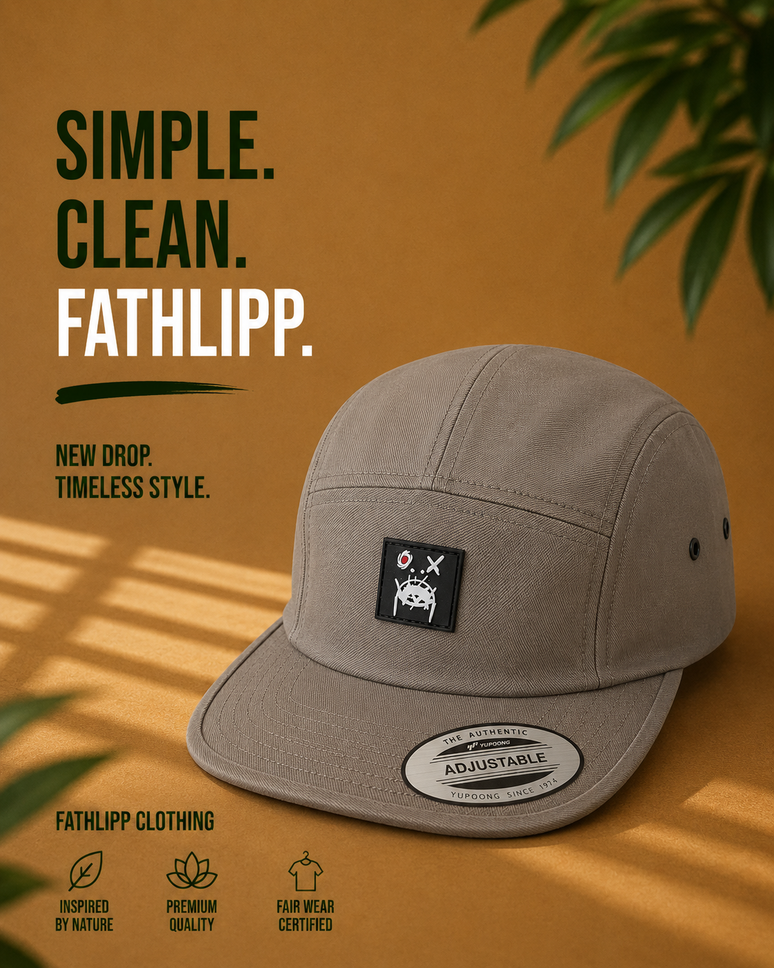 FATHLIPP 5-Panel Cap – Graphite Logo Edition