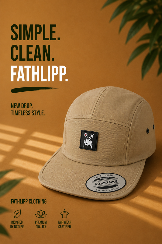 FATHLIPP 5-Panel Cap – Khaki Logo Edition