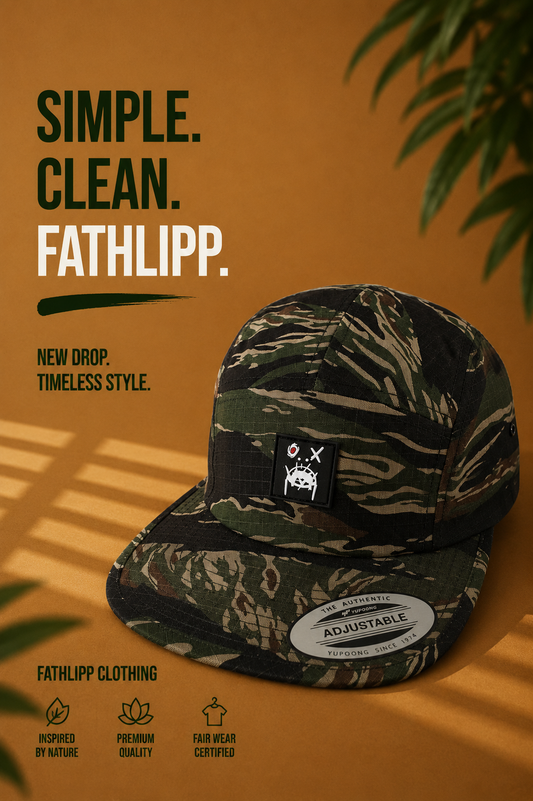 FATHLIPP 5-Panel Cap – Tiger Camo Logo Edition