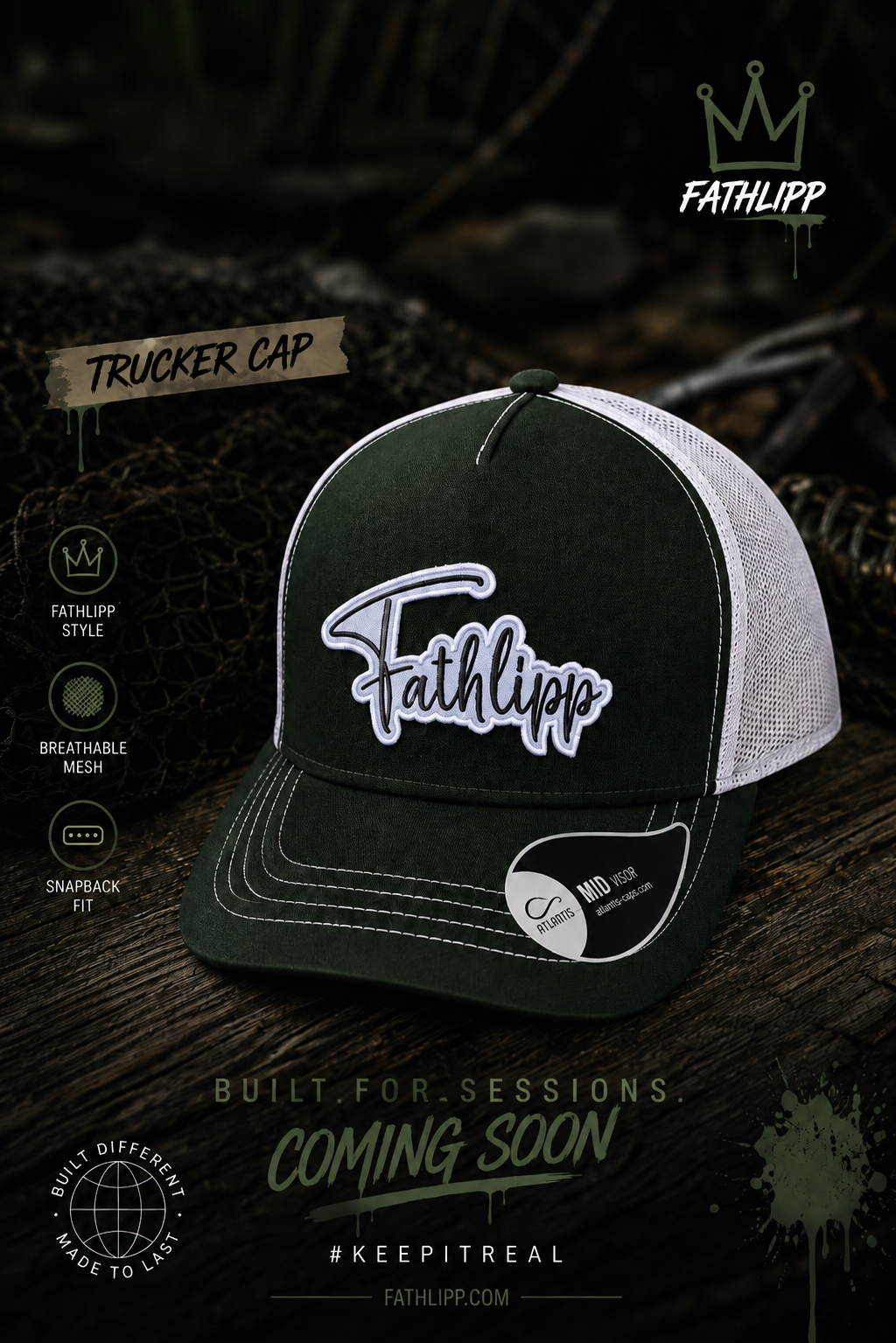 FATHLIPP Trucker Cap – Green / White