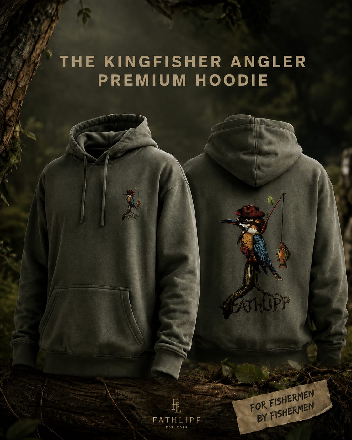 The Kingfisher Angler Premium Hoodie