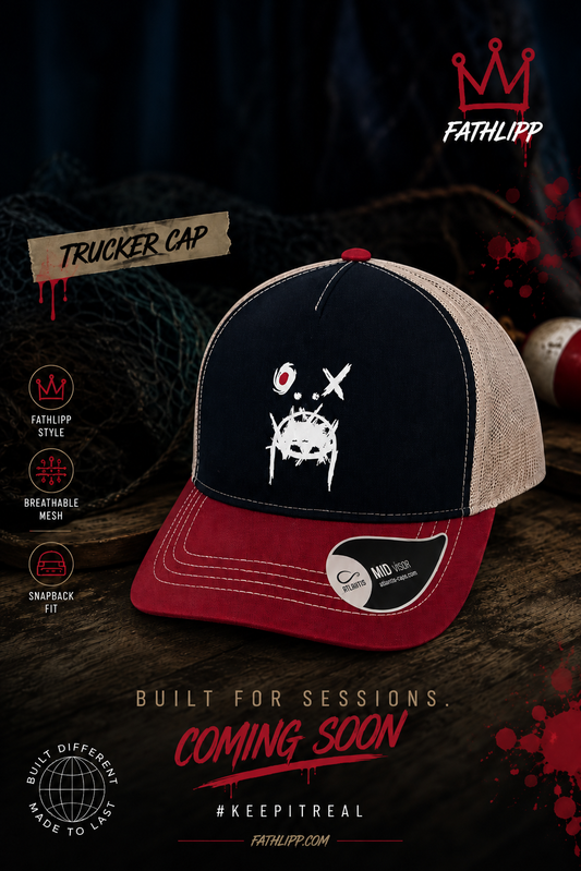 FATHLIPP Trucker Cap – Navy / Red / Beige
