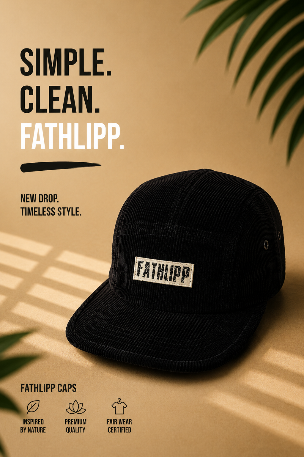 FATHLIPP Corduroy Cap Black