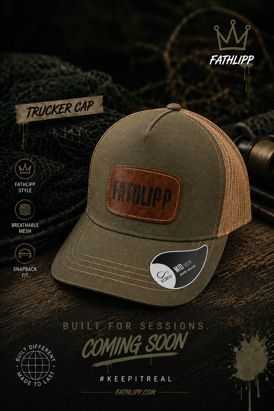 FATHLIPP Trucker Cap – Olive / Tan Leather Patch