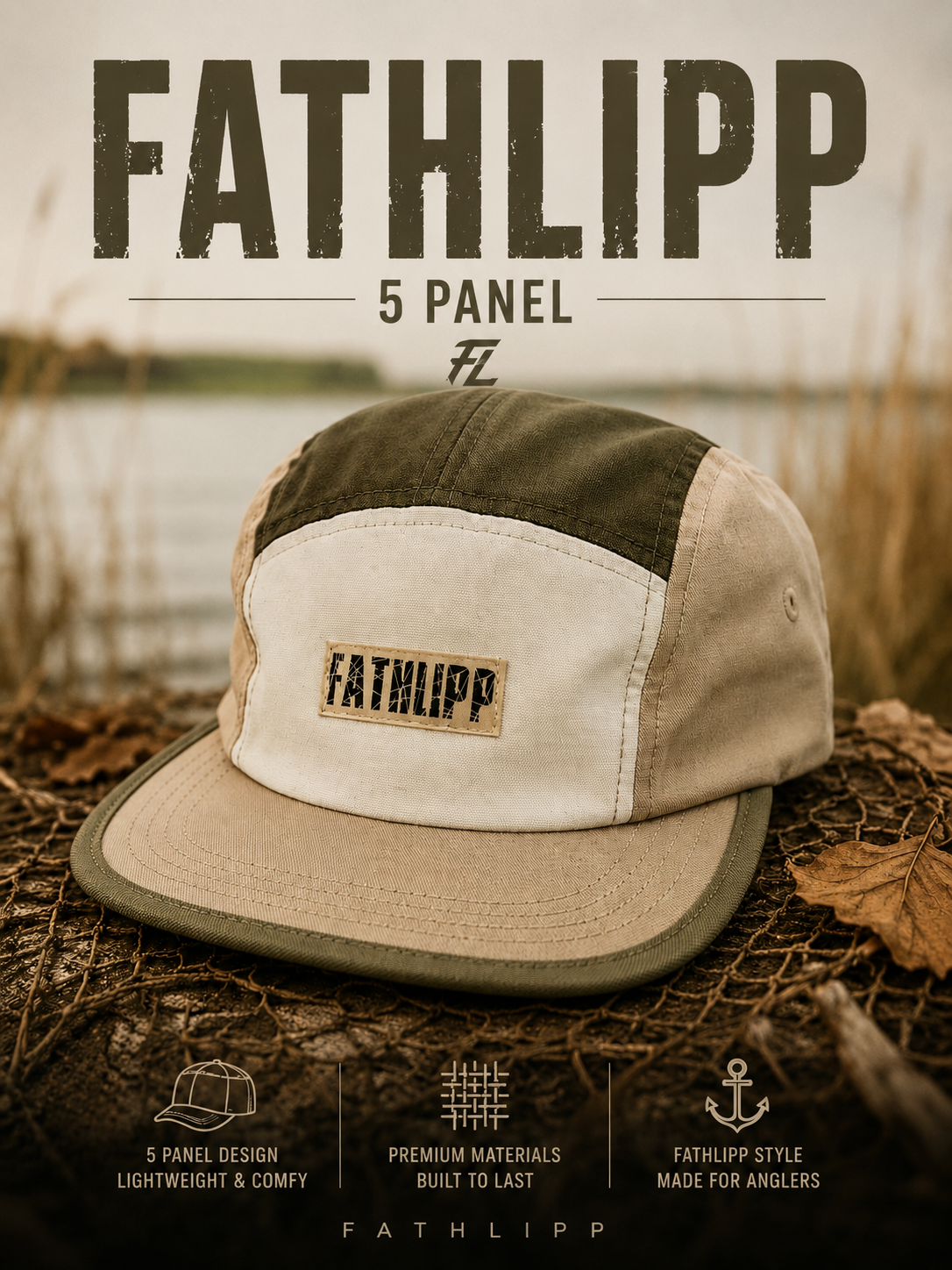 Fathlipp 5 Panel Cap – Olive / Sand