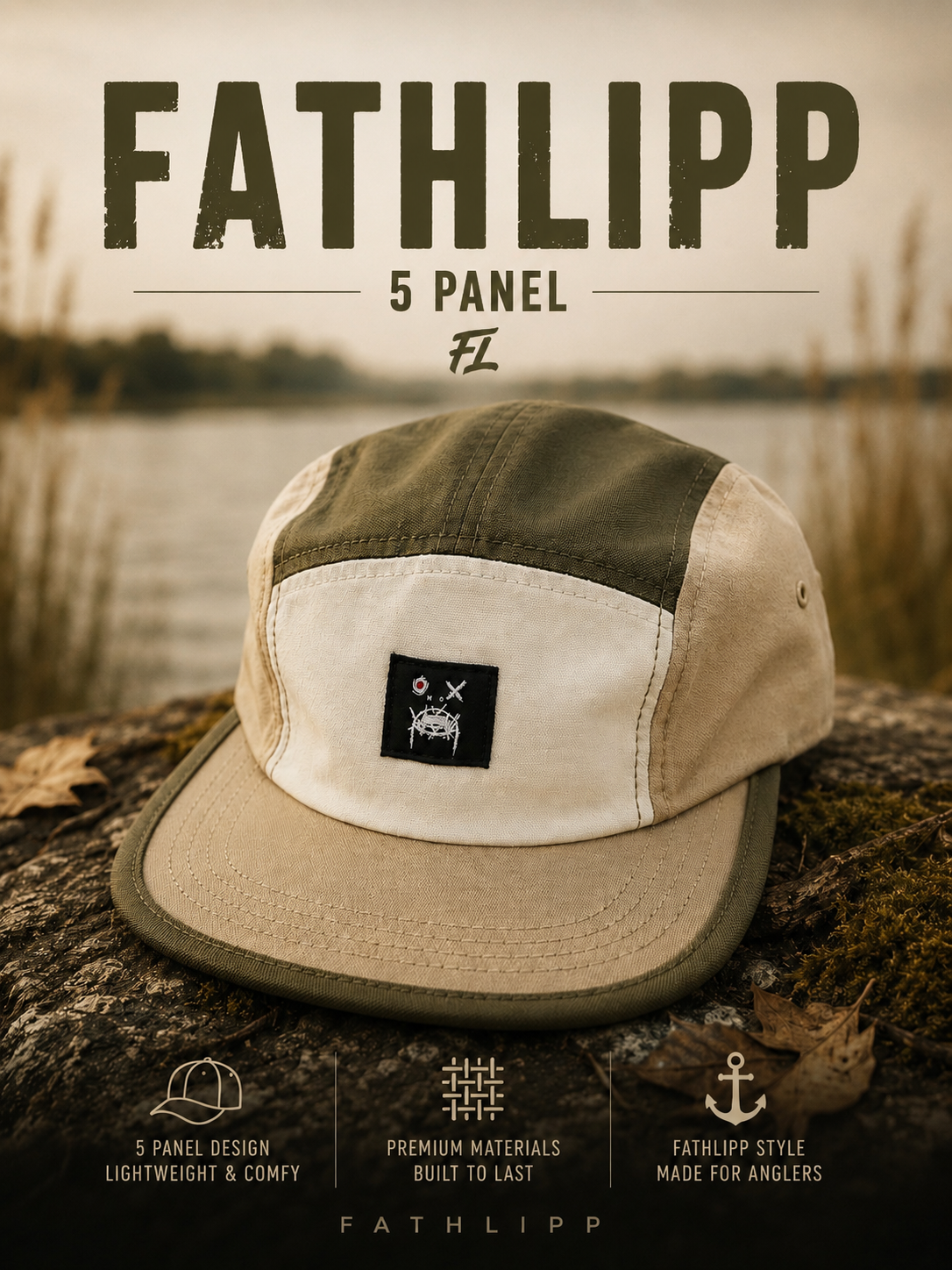 Fathlipp 5 Panel Cap – Olive / Sand