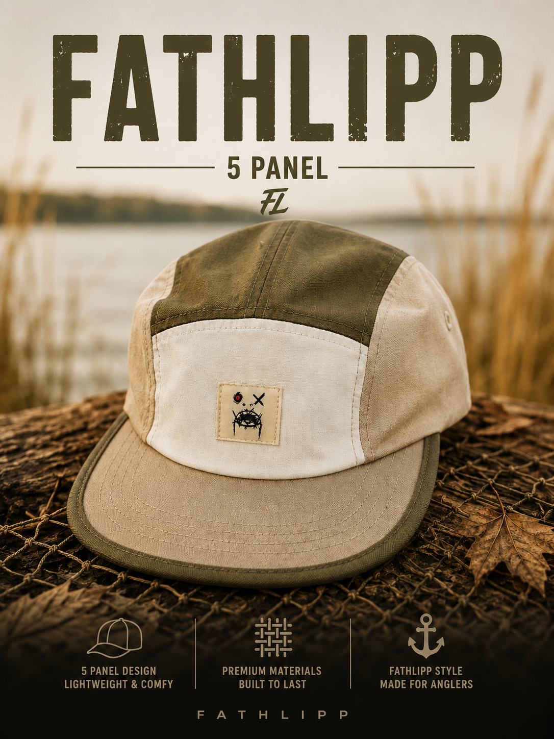 Fathlipp 5 Panel Cap – Olive / Sand