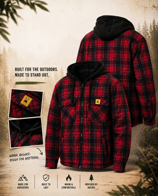 Fathlipp Heavyweight Hooded Flannel – Crimson Red