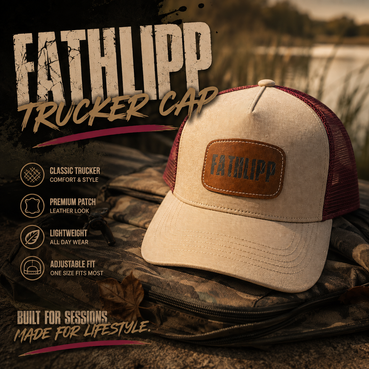 FATHLIPP Trucker Cap Khaki - Burgundy